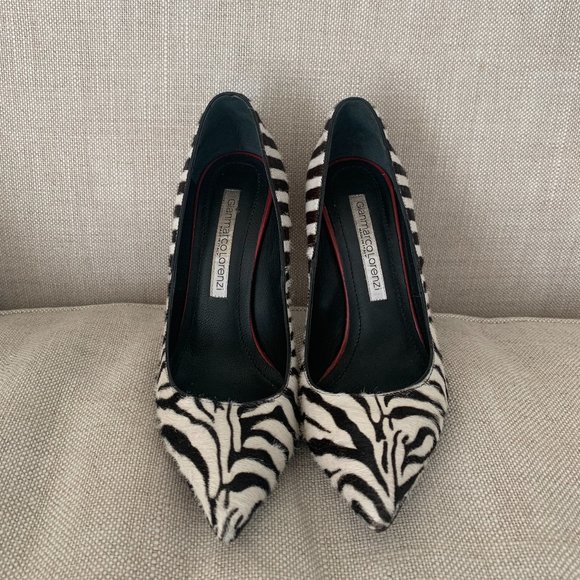Gianmarco Lorenzi Zebra Print Pointed Heels - Picture 1 of 4